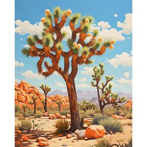 طلاء Qaceyid حسب الرقم ، Desert Joshua Blooms ، Phole Crafts Paint ’Paint by Number Atts ، Decor Decor Gift for Birthday Festival (40 × 50 سم ، بدون إطار)