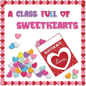 Valentine's Day Bulletin Board Set Valentine's Love Heart Classroom Decoration A Class Full Of Sweethearts Themed Cut-Outs Red Pink Colorful Hearts Bulletin Border for School Craft Projects Wall Decor