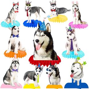 Husky Party Honeycomb Centerpieces Husky Birthday Decorations 12Pcs Siberian Husky Dog Table Centerpieces Dog Table Decorations for Alaska Husky Puppy Birthday Party Supplies