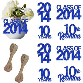 24pcs 10th Class Reunion Tags Blue 2014 Reunion Tags Decorations Class of 2014 Reunion Decorations 10th High School Class Decorations for High School 10 Year Reunion Decorations