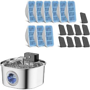 9 Pack Replacement Filters and Sponges + Wireless Cat Water Fountain