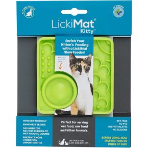 Lickimat Kitty مجموعة بطيئة تغذية مع طبق صغير للقطط الترطيب الإضافية والقطط الصغيرة (الفيروز)