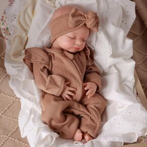 BABESIDE Silicone Reborn Baby Dolls Larry - 16 Inch Realistic Newborn Preemie Baby Doll Girl Silcone Full Body Lifelike Baby Girl Gift with Accessories Kids 3+ & Collectors