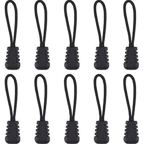 JDYYICZ 10 Pieces Zipper Pull Zipper Tags Cord Pulls Zipper Extension Zip Fixer (Black)