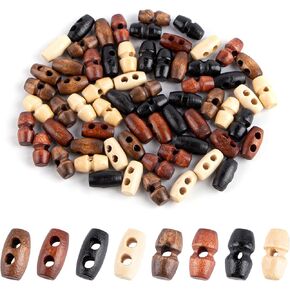 Framendino ، 64 Pack Mini Wooden Toggle Buttons 1 Hole و 2 Tiny Sewing Horn Button شكل صغير من الزيتون للحرف اليدوية DIY