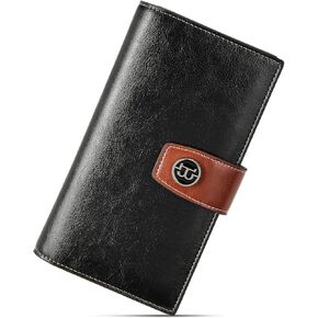 Bostanten Womens Leather Wallets RFID حظر سعة كبيرة ＆ الجلود 15.6 بوصة حقيبة الكمبيوتر المحمول على ظهر الكمبيوتر المحمول
