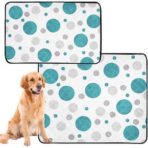 susiyo 3 Pcs Small Washable Pee Pads for Dogs Teal Gray and White Polka Dots Pattern Absorbent Reusable Puppy Training Pads