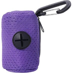 Purple Pet Trash Bag Holder Poop Bag Dispenser MeshFabric Pooper Bag Dispenser LeashHook Pet Waste Bag Pet Supplies