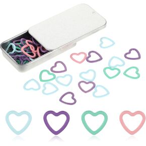 50 PCS Knitting Accessories, Heart-Shaped Metal Stitch Markers 5 Color Crochet Row Markers Knit Stitch Marker for Crocheting Clothing Tag DIY Craft Project Craft Knitting Needles with Storage Box