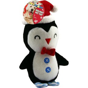 Petsport Penguin Holiday Plush Toy لموسم العطلات | شملت الصرير الداخلي | لعبة أفخم فائقة النعفة مثالية للمضغ والحضن | 7.5 بوصة