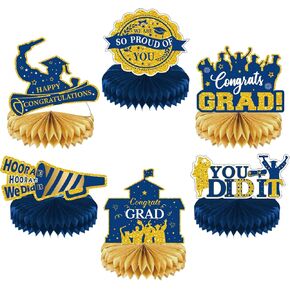 Graduation Table Decorations Class Of 2025 Centerpieces, 6 Pcs 2025 Congrats Grad Honeycomb Table Centerpieces, Graduation Table Topper Decor for Graduation Party Supplies