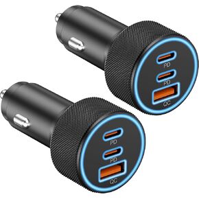 شاحن سيارة USB C، 3 منافذ 67 وات مزدوج USB-C وUSB-A محول طاقة السيارة PD/QC شحن سريع ولاعة سجائر لهاتف iPhone 15/14/13/12/11/Pro Max، iPad، Samsung Galaxy S24/S23/ S22/S21، جوجل بيكسل، أندرويد