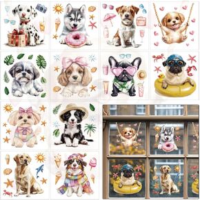 12 Sheets Cartoon Dog Rub on Transfers Furniture and Crafts Cute Pet Furniture Decals for Glass Cute Dog Cup Wrap Transfer Sticker Waterproof Rub Decals for Cup Glass Craft 5.5 x 5.5 Inch