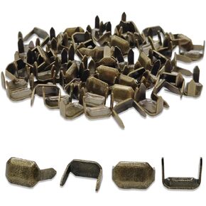 100 Pcs - Brass Staple 8mm Leather Belt Loops Fastener Holder DIY Leathercraft connector Bronze