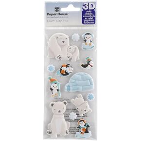 Paper House Productions STP-0029E Polar Animals Puphy Stickers (3 حزم)