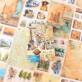 دفتر ملصقات دفتر اليومية السفر لمستلزمات Junk Journal ، ملصقات Washi Pet Pet مع مواد ورقية مجمعة عتيقة لـ Scrapbooking ، Make Card ، Bujo ، A6 ، 25 Sheets