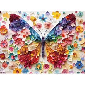 500 Piece Puzzle for Adults,Colorful Butterfly Flower Puzzle for Kids Teen Adults,Recycled Paper Unique Fun Jigsaw Puzzle 500 Piece,Challenging Family Game Gift for Friends Men Women Seniors,20.5*15In