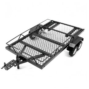 1/24 RC Trailer for Hauling Behind Car, Metal RC Crawler Builder Kit Fits for 1/18 1/24 RC Crawler TRX4M FCX18 SCX24, RC Trucks and Trailers Accessories with Hook Hitch