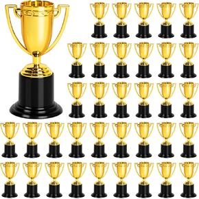24 Pack Mini Gold Award Trophy Cup for Kids and Adults, 4 Inch Plastic Trophies for Sports, Party Favors, Tournaments, Competitions