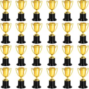 24 Pack Mini Gold Award Trophy Cup for Kids and Adults, 4 Inch Plastic Trophies for Sports, Party Favors, Tournaments, Competitions