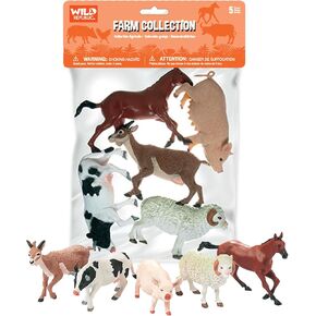 Wild Republic Farm Polybag, Pig, Horse, Cow, Sheep, Goat, 5 Piece Collection,Multi