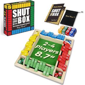 أغلق الصندوق لمدة 2 4 لاعبين لعبة Math Family Game Night Quick Dice Game for Party Camp Bar Class School Wooden Classic Table Top Game for البالغين الزوجين Elder 8.7 "المحمولة