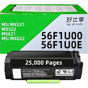 56F1U00 56F1U0E High Yield Toner Cartridge Replacement for Lexmark 56F0UA0 56F2U0E 56F3U00 56F4U00 56F5U00 56F6U00 ONLY for MS521 MX521 MX522 MS621 MS622 MX622 Laser Printer 25000 Pages 1 Pack