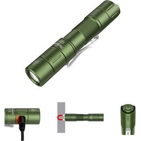 S21X Rechargeable Mini Flashlight with Clip,880 High Lumen AA Pocket Flashlight EDC,Super Bright Small Flashlight Magnetic,5 Mode Flash Light and Diffuser, Camping, Family