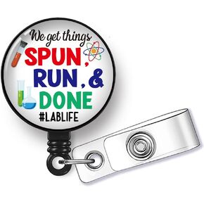 Hafhue Lab Life Retractable Badge Reel with Alligator Clip Funny Badge Gift for Medical Laboratory Science Lab Technician Scientist Nurse Doctor Office Worker Boss Coworkers