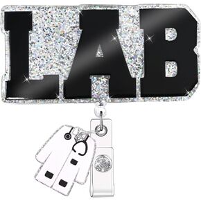 Lab Badge Reel Retractable Shiny ID Clip Lab Badge Holder for Lab Technician Medical Laboratory Doctor Nurse (Black) in Kuwait