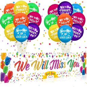 وداعًا ، ستزخم الزخارف الحزبية ، سنفتقدك حظًا سعيدًا لافتة بانر وبالونات 18pcs للتخرج من زميل العمل في وقت التخرج مغادرة لوازم الحفلات وداعًا in Kuwait