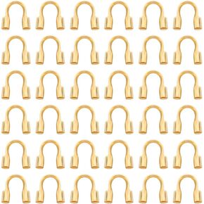 1 Box 1200Pcs Wire Guardians Gold Wire Guard Thread Protector Loop U Shape Protective Tube Brass Wires Cable Guardian for Earring Bracelet Necklace Jewelry Making Supplies DIY Beading Craft