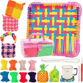 Weaving Looing Kit Toys Toys Frants and Hrafts for Girls تتراوح أعمارهم بين 6-8-12 حلقات Potholder للفتيات والبالغين-حياكة Loot Set Pot Weaving Kits وهدايا أعياد الميلاد لمدة 7 9 10 11 عامًا