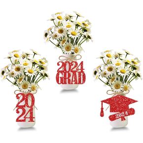 2024 Congrats Grad Cutouts Glitter Blue 2024 Graduation Table Toppers Graduation Party Centerpiece Sticks for Graduation Party Decoration Supplies