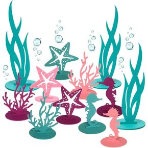 24 PCS Mermaid Party Decoration DIY Felt Table Concerpiece Under the Sea Party Decorations for Ocean موضوع الفتاة Little Mermaid Birthday Baby Dame Party Supplies