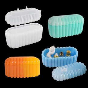 Zayookey storage Box Resin Mould ، قوالب مربع السيليكون المستطيل ، راتنجات الإيبوكسي البيضاوية صب الحاويات الحاوية مع حاوية حلوى حلية Craft Craft (White)