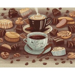 Zuvrdiai DIY Digital Painting ، القهوة والحلويات السكر للطباعة الشوكولاتة الطلاء بالأرقام ، مجموعات الرسم الزيتي الرقمي للبالغين ، طلاء DIY بأرقام للمبتدئين 16x20inch