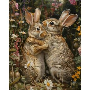 OKSGYTA RABBIT PASH حسب الرقم للمبتدئين البالغين ، مجموعات الطلاء المائية الأكريليك على القماش ، الطلاء حسب عدد الحرف اليدوية للزيت المثالية لديكور الجدار المنزلي 16 × 20 بوصة