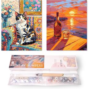 TMBEAR Paint by Numbers Kit for Adults 16x20 Inch (2 Pack) - Cute Puppy & Panda DIY Canvas Art, Complete Set with Brushes & Paints in Gift Box - Relaxing Stress Relief Craft for Beginners and Kids