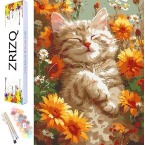 Zrizq Paint حسب الرقم للمبتدئين للبالغين ، 12 "WX16 L Canvas لمجموعات الطلاء للبالغين في صندوق ملون ، والطلاء بأرقام لأرقام جدار المنزل ديكور الصيف