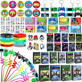 142pcs فيديو ألعاب الفيديو FAVORS للأطفال - Game Machine موضوع الحفلات ولوازم أعياد الميلاد للاعبين - فتاة ولعب Gamer Party Decorations