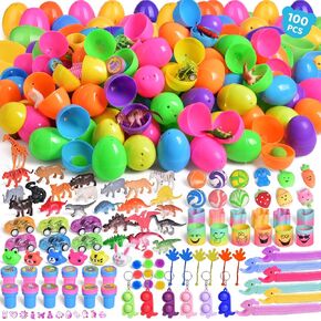 ألعاب صغيرة ممتعة 100pcs بيض عيد الفصح مع ألعاب داخل ، بيض عيد الفصح البلاستيكي ، ملء ، حشوات ، حشوات Easter Egg Hunt ، حفلات الطرف الفصول الدراسية للأطفال.