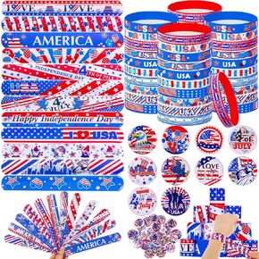 Tondiamo 120 PCS GIFTS GIFTS مجموعة 40 معصم سوار السيليكون 40 أساور صفع ملونة 40 شارات دبوس زر لاستقلال حفل التخرج من طرف التخرج (التخرج)