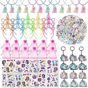 163pcs حزب يونيكورن تفضل لوازم حفلات عيد الميلاد لوازم Goodie Bag لـ Unicorn