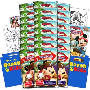 مجموعة Disney Mickey Mouse Pirate Factor Party مجموعة - حزمة من 24 Mickey Play Packs مع التلوين ، حقيبة نهب ، ملصقات ، المزيد | ميكي كروز لوازم
