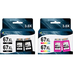 Remanufactured Ink Cartridge Replacement for HP 67XL HP67 67 XL Black Color Combo for 2700 2700e 2752 2742e 2755 4100 4152e 4155 4155e 6000 6055e 6055 6400 6458 6452 6455 Printer,4 Pack
