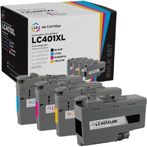 LD Products Compatible Ink Cartridge Replacement for Brother LC401XL High Yield Ink Set (Black, Cyan, Magenta, Yellow, 4-Pack) for use in Printers MFC J1010DW J1012DW J1170DW