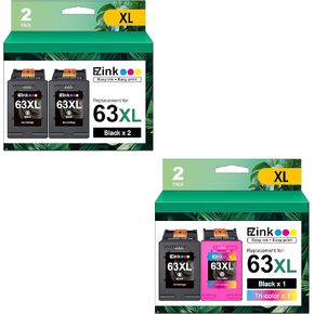 خراطيش حبر 63XL التي تم إعادة تصنيعها للاستبدال لـ HP Ink 63 لـ HP 63XL حبر خراطيش حزمة التحرير والسرد من أجل HP Officejet 4650 3830 3833 5255 5258 ENVY 4520 Deskjet 1112 3637 (3 Black & 1 Color)