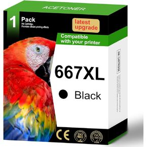 667XL أسود حبر خرطوشة 1 حزمة استبدال HP 667 XL 667 حبر خرطوشة العمل لصالح Deskjet Ink Advantage 1275 2375 2775 ، Deskjet Ink Advantage Plus 6075 6475 (1 Black)