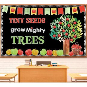51PCS Apple Tree Bulletin Board Decorations Classroom Tree Bulletin Board Set Colorful Apples Cutouts Tiny Seeds Grow Mighty Trees Paper Cutouts for Back to School Supplies Home Wall Door Decor